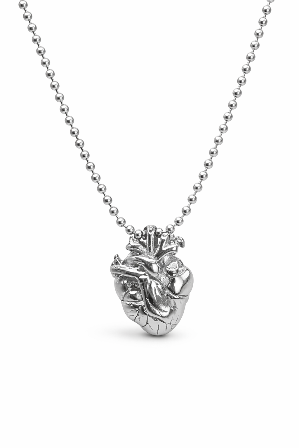 ANATOMICAL HEART CHAIN SILVER